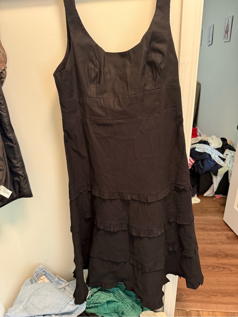 Anthropologie Black Tank Tiered Women's Dress
